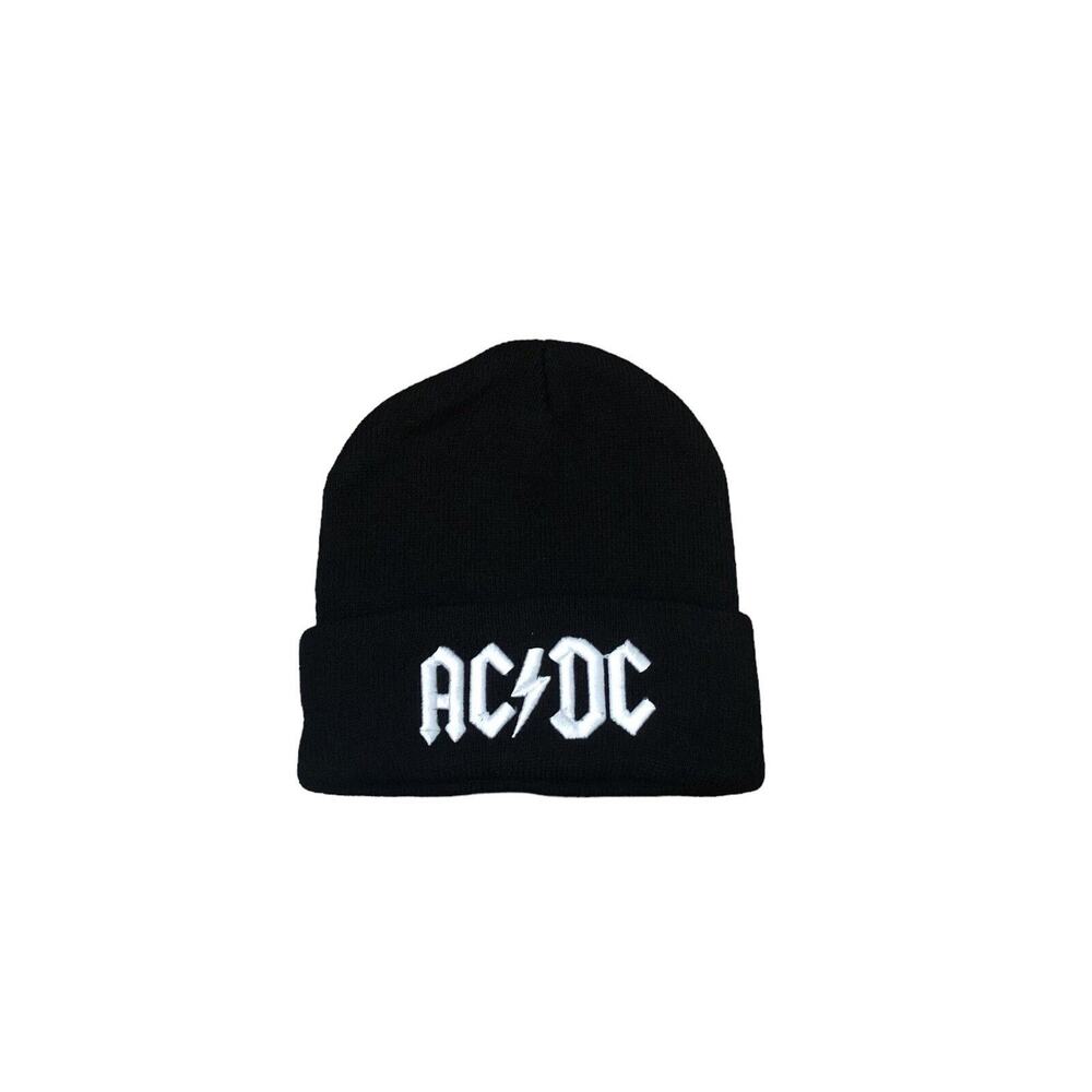 AC/DC Black White Unisex One Size Embroidered Beanie